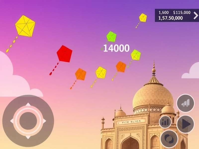 Crossy Kite Flyer gameplay screenshot showing colorful kites in Indian sky
